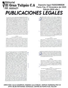 Publicación de Paraguaná Pesca Profunda, C.A