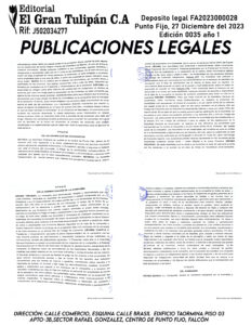 Publicación del Registro Mercantil de la empresa TECH HIVE, C.A