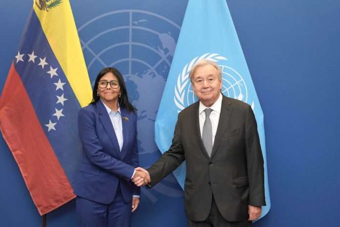 Delcy Rodríguez se reunió con secretario general de la ONU